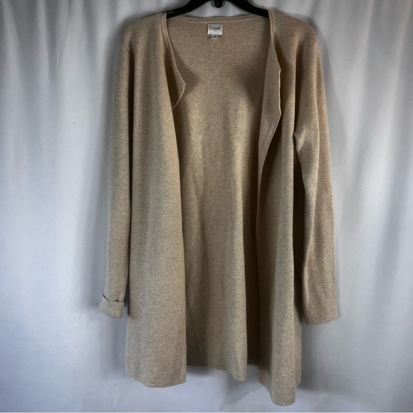 J.CREW Sweater  Women Sz: M 
Tan Open Cardigan Juliette Cotton Sweater Cardigan - Picture 3 of 10